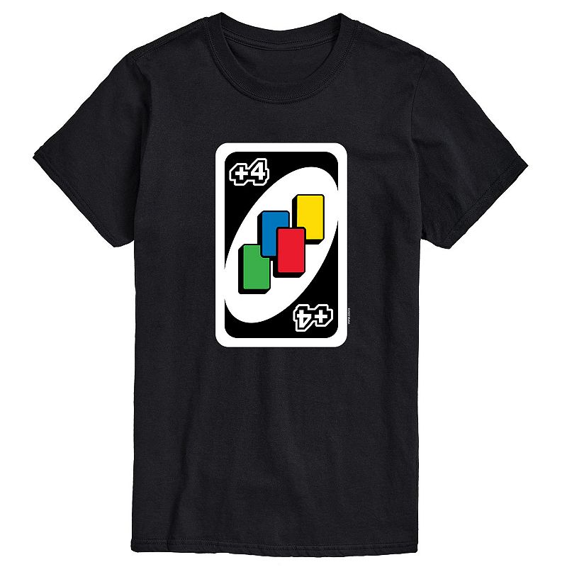 Mens Mattel UNO Draw Four Card Game Tee, Size: XS, Black