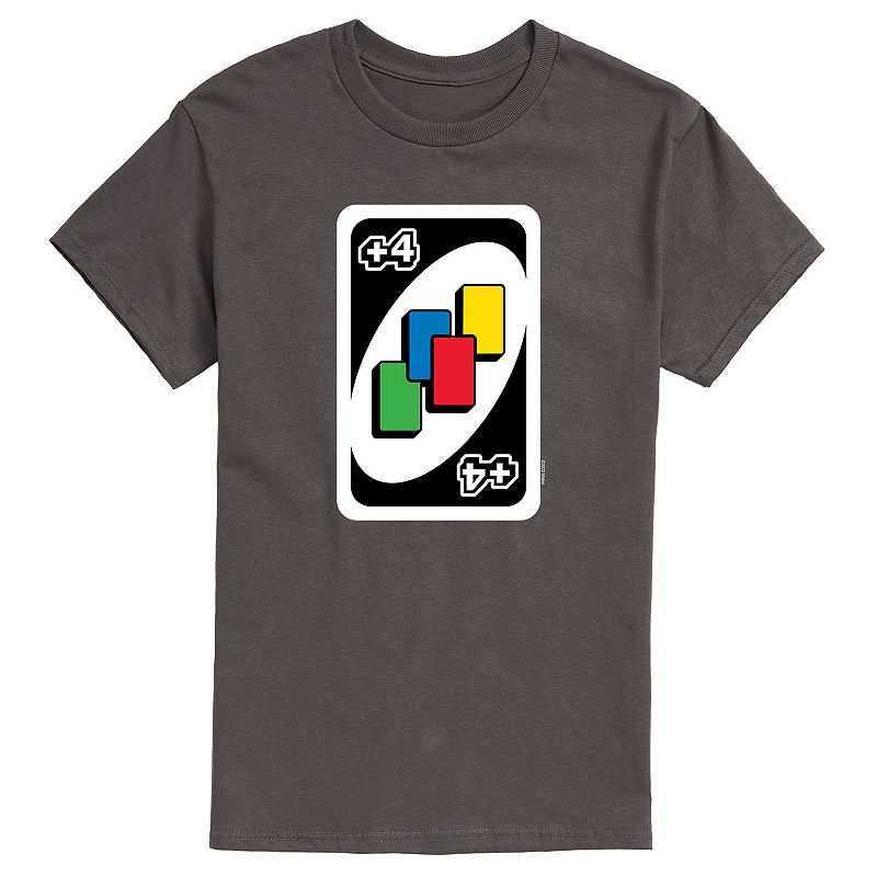 Mens Mattel UNO Draw Four Card Game Tee, Size: Small, Grey