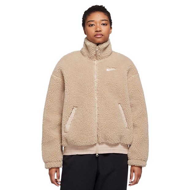 【NIKE】Sportswear plush jacket Nike Sportswear Plush Grey Faux Fur Jacket | Zumiez