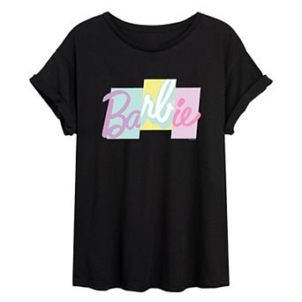 Juniors' Barbie® Panel Logo Graphic Tee