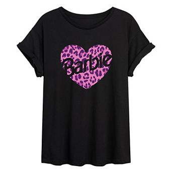 Juniors' Barbie® Leopard Heart Graphic Tee