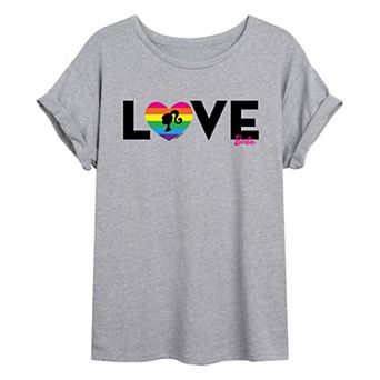 Juniors' Barbie "Love" Pride Oversized Tee
