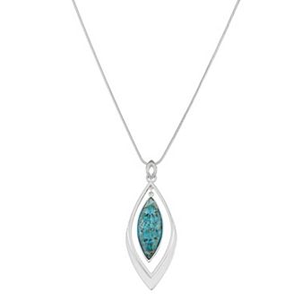 Napier Silver Tone Orbital Blue Green Pendant Necklace