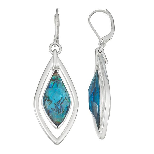 Napier Silver Tone Orbital Blue Drop Earrings