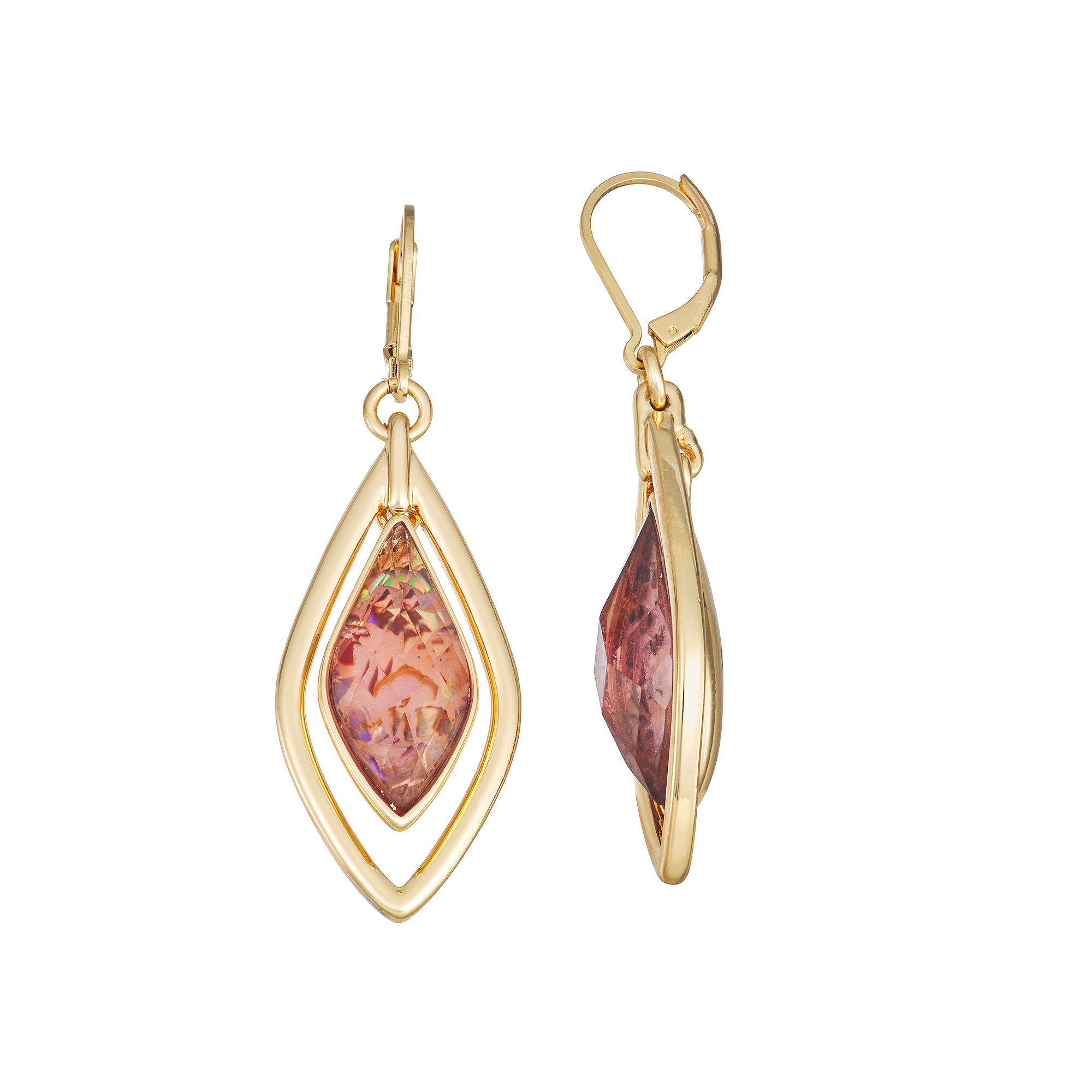 Napier Gold Tone Golden Orbital Drop Earrings, Womens, Purple