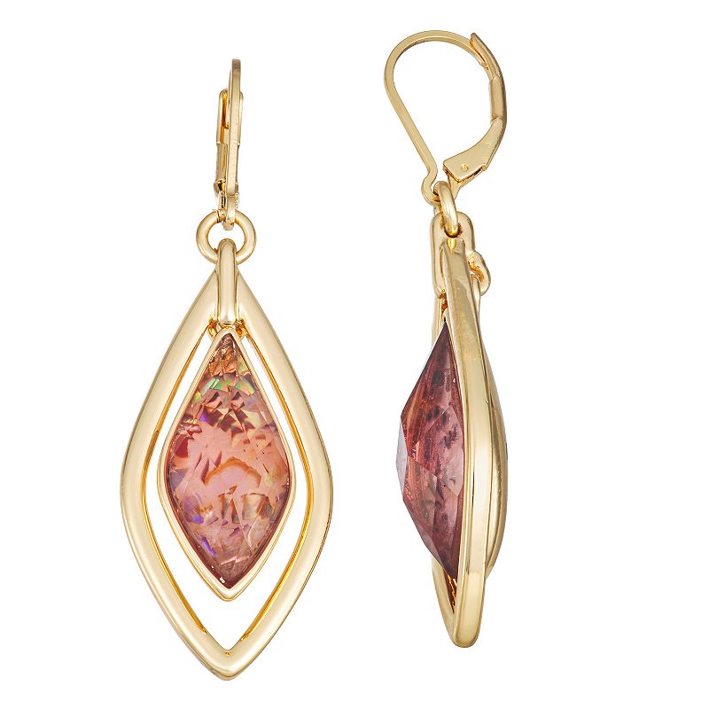 Napier Gold Tone Golden Orbital Drop Earrings, Womens, Purple
