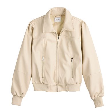 Women's Nine West Faux-Leather Aviator Jacket
