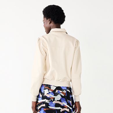 Women's Nine West Faux-Leather Aviator Jacket