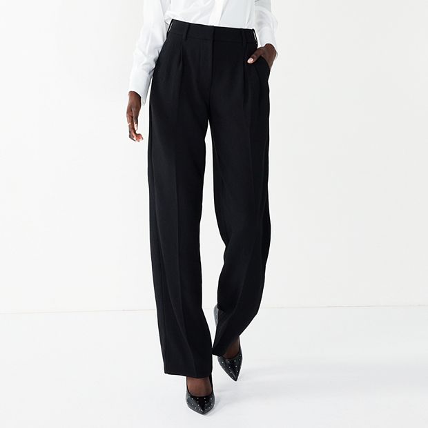 Pleated Crepe High-Waist Wide Leg Pant - 33