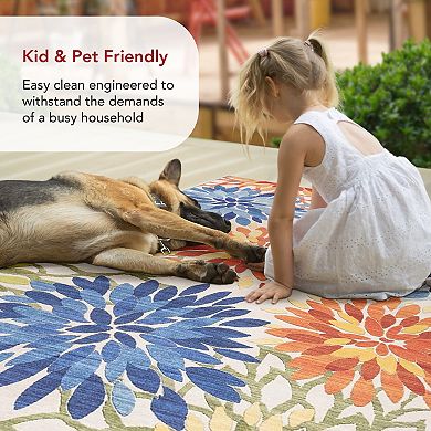 nuLOOM Rosana Floral Machine Washable Indoor Outdoor Area Rug