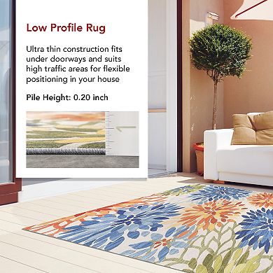 nuLOOM Rosana Floral Machine Washable Indoor Outdoor Area Rug