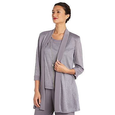 Women's R&M Richards Mock-Layer Metallic Rib Pant Set