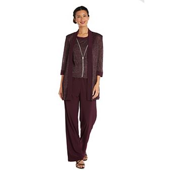 Women's R&M Richards Mock-Layer Metallic Rib Pant Set