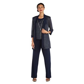 Women's R&M Richards Mock-Layer Metallic Rib Pant Set