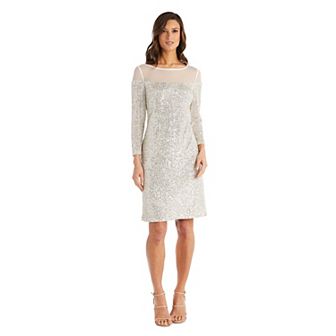 Women's R&M Richards Illusion Bodice Sequin Dress