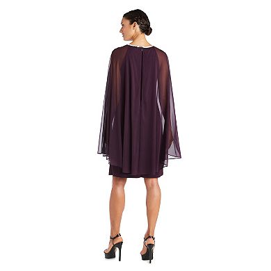 Women's R&M Richards Rhinestone-Neck Caped Dress