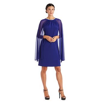 Women's R&M Richards Rhinestone-Neck Caped Dress