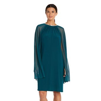 Women's R&M Richards Rhinestone-Neck Caped Dress