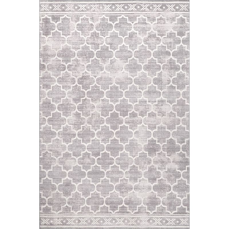 nuLOOM Maribel Geometric Machine Washable Indoor Outdoor Area Rug, Grey, 6X9 Ft