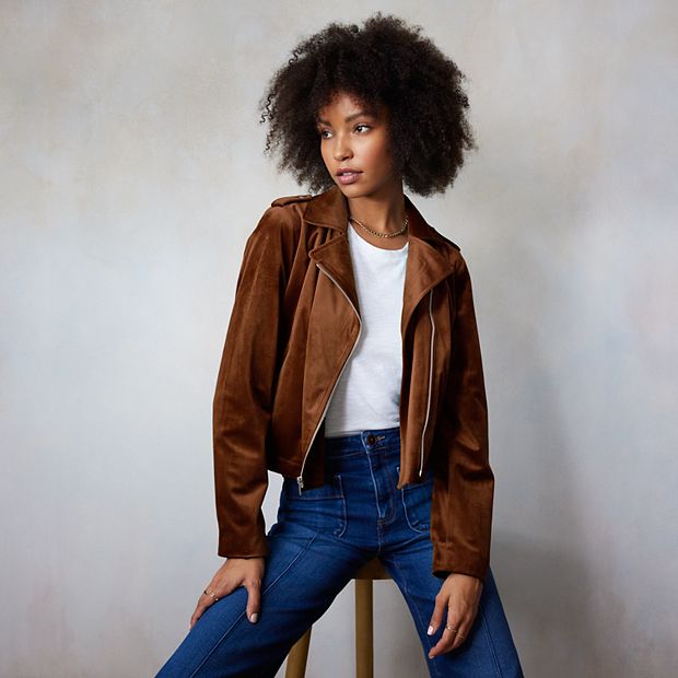 Women's LC Lauren Conrad Suede Moto Jacket