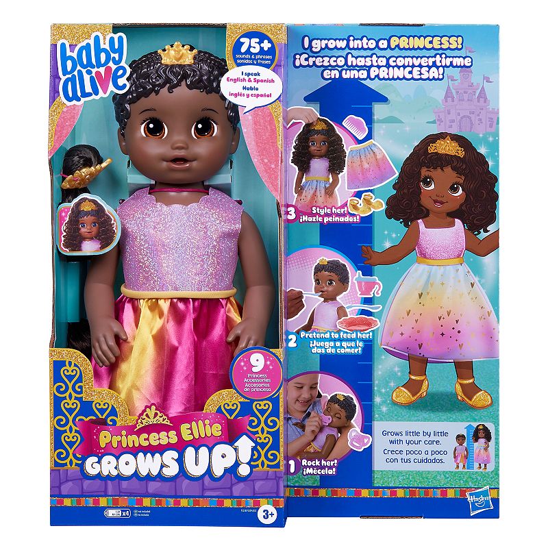 Baby Alive Princess Ellie Grows Up! Doll, Black Hair, Multicolor