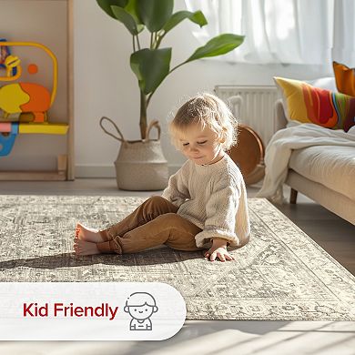 nuLOOM Brielle Machine Washable Vintage Medallion Area Rug