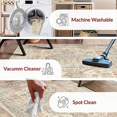 nuLOOM Jacquie Machine Washable Vintage Floral Area Rug