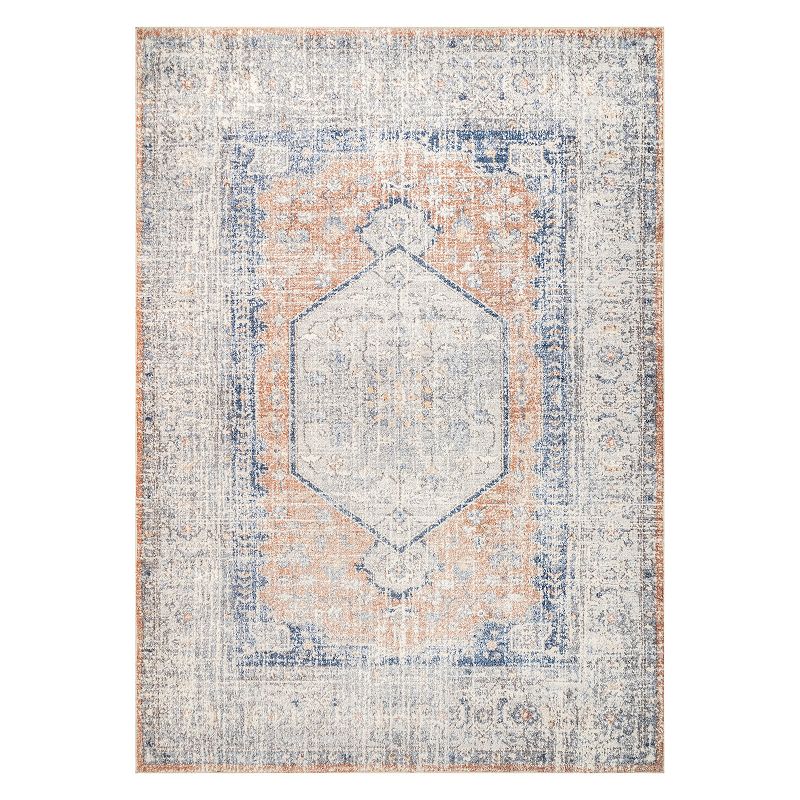 nuLOOM Jacquie Machine Washable Vintage Floral Area Rug, Pink, 8X10 Ft