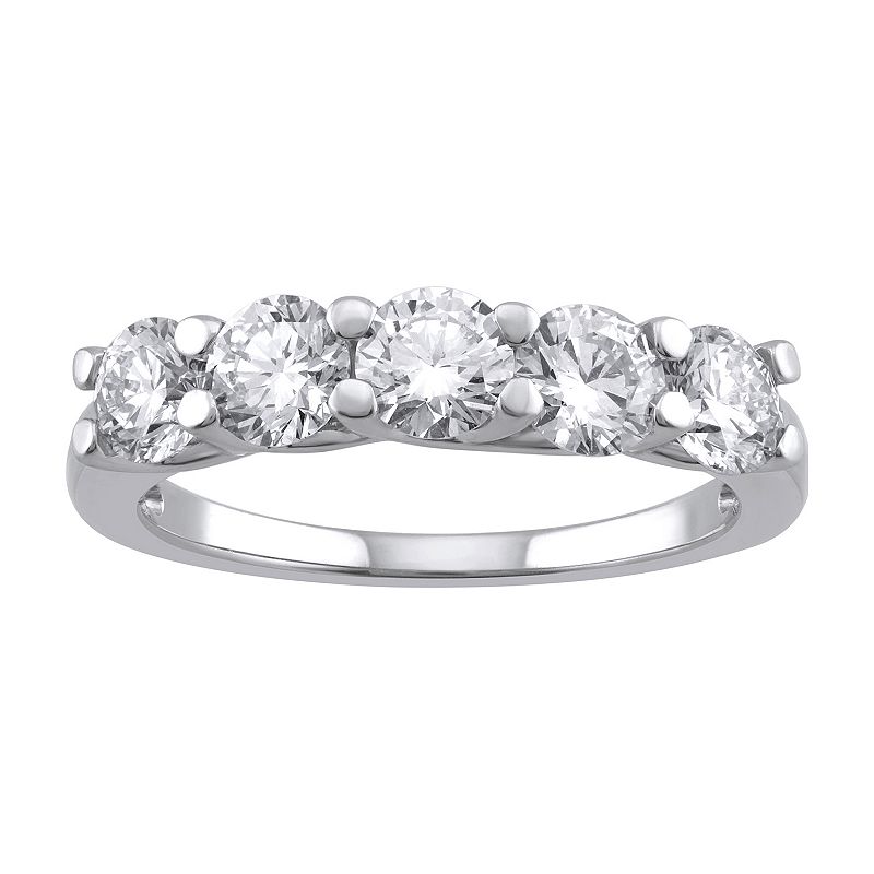 Arctic Clear 1 1/2 Carat T.W. Lab-Grown Diamond Five Stone Ring, Womens, S