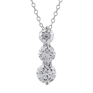 Arctic Clear 2.0 Carat T.W. Lab-Grown Diamond Three Stone Pendant Necklace
