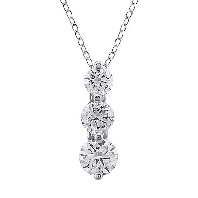 Arctic Clear 1 1/2 Carat T.W. Lab-Grown Diamond Three Stone Pendant Necklace