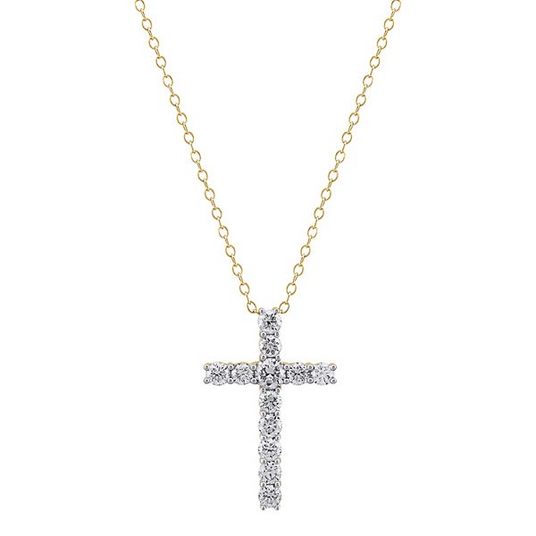 Arctic Clear 1.0 Carat T.W. Lab-Grown Diamond Cross Pendant Necklace