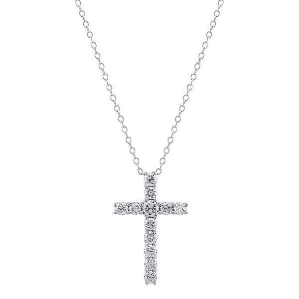 Arctic Clear 1.0 Carat T.w. Lab-grown Diamond Cross Pendant Necklace