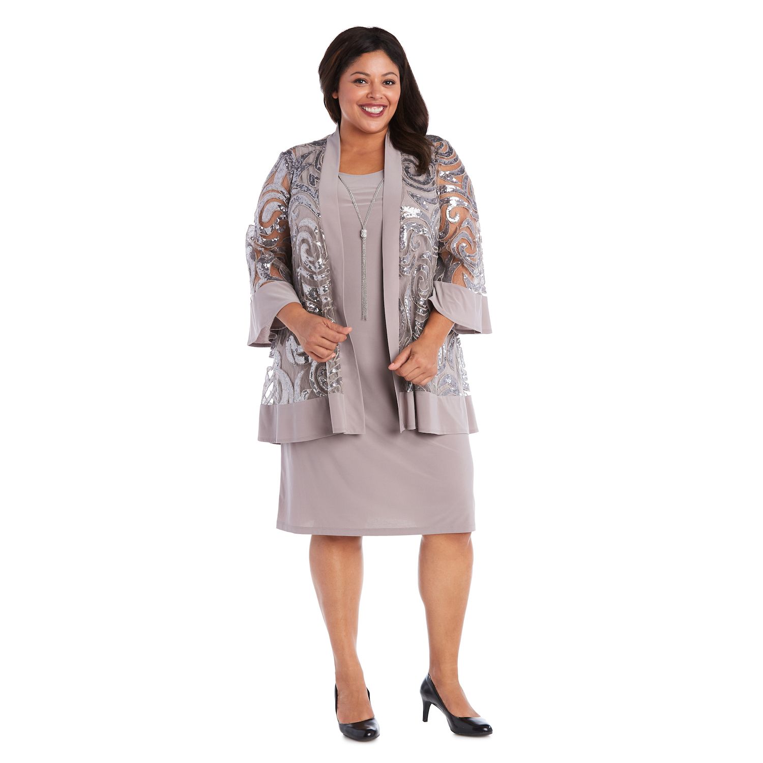 r&m richards plus size lace jacket dress