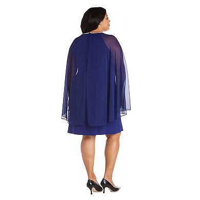 Plus Size R&M Richards Rhinestone-Neck Caped Sheath Dress