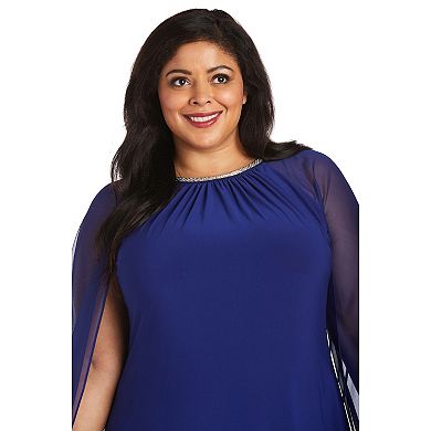 Plus Size R&M Richards Rhinestone-Neck Caped Sheath Dress