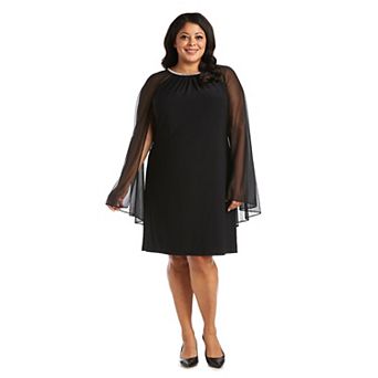 Plus Size R&M Richards Rhinestone-Neck Caped Sheath Dress
