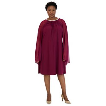 Plus Size R&M Richards Rhinestone-Neck Caped Sheath Dress