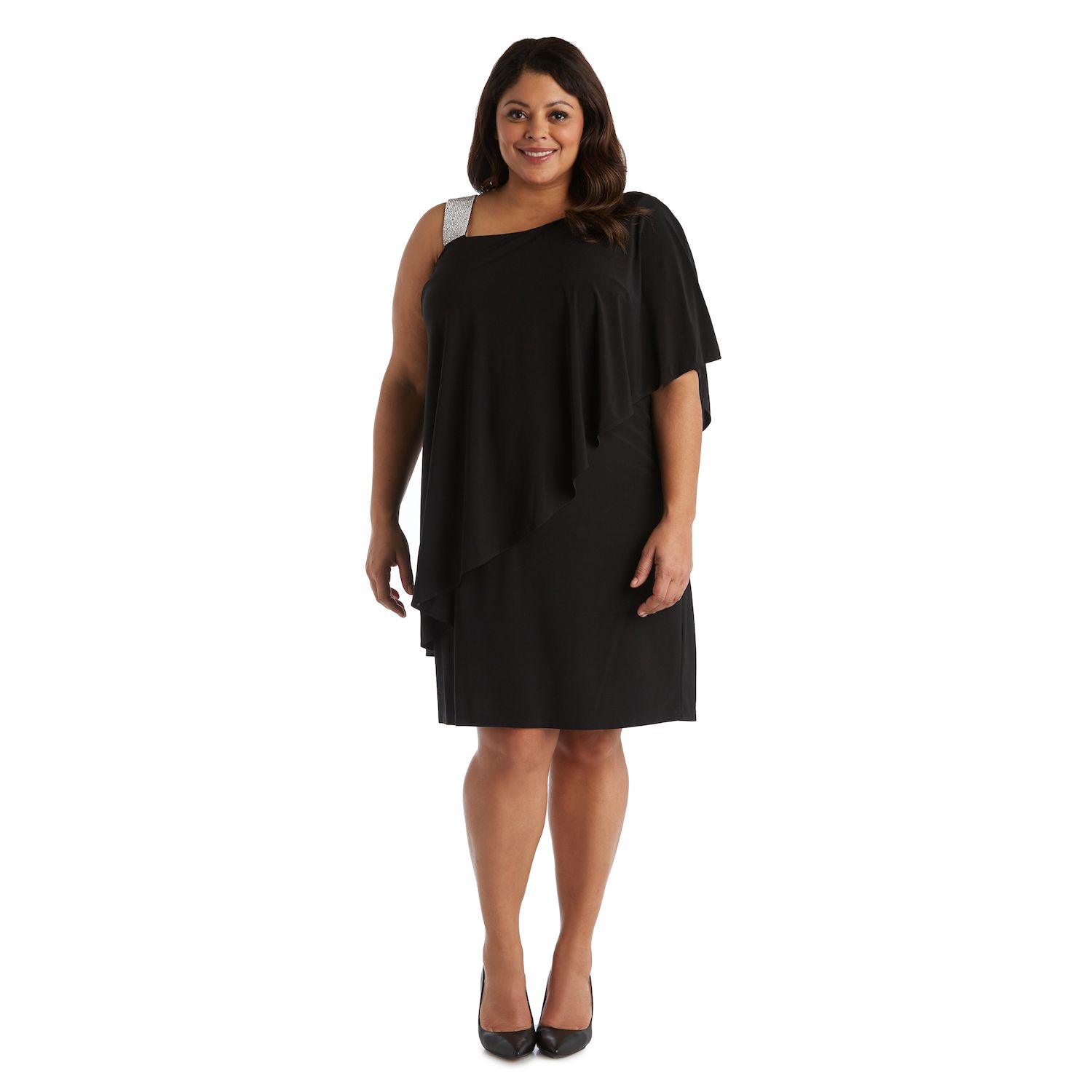 plus size one shoulder cocktail dresses
