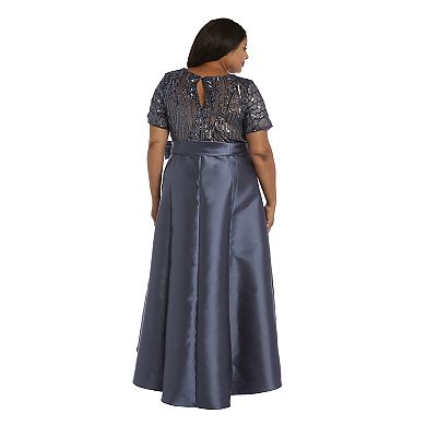 Plus Size R&M Richards Embroidered Sequin High-Low Dress