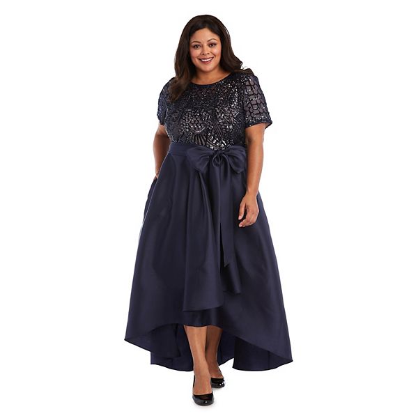 Teal Blue Glitter Printed And Embroidered Plus Size Dress