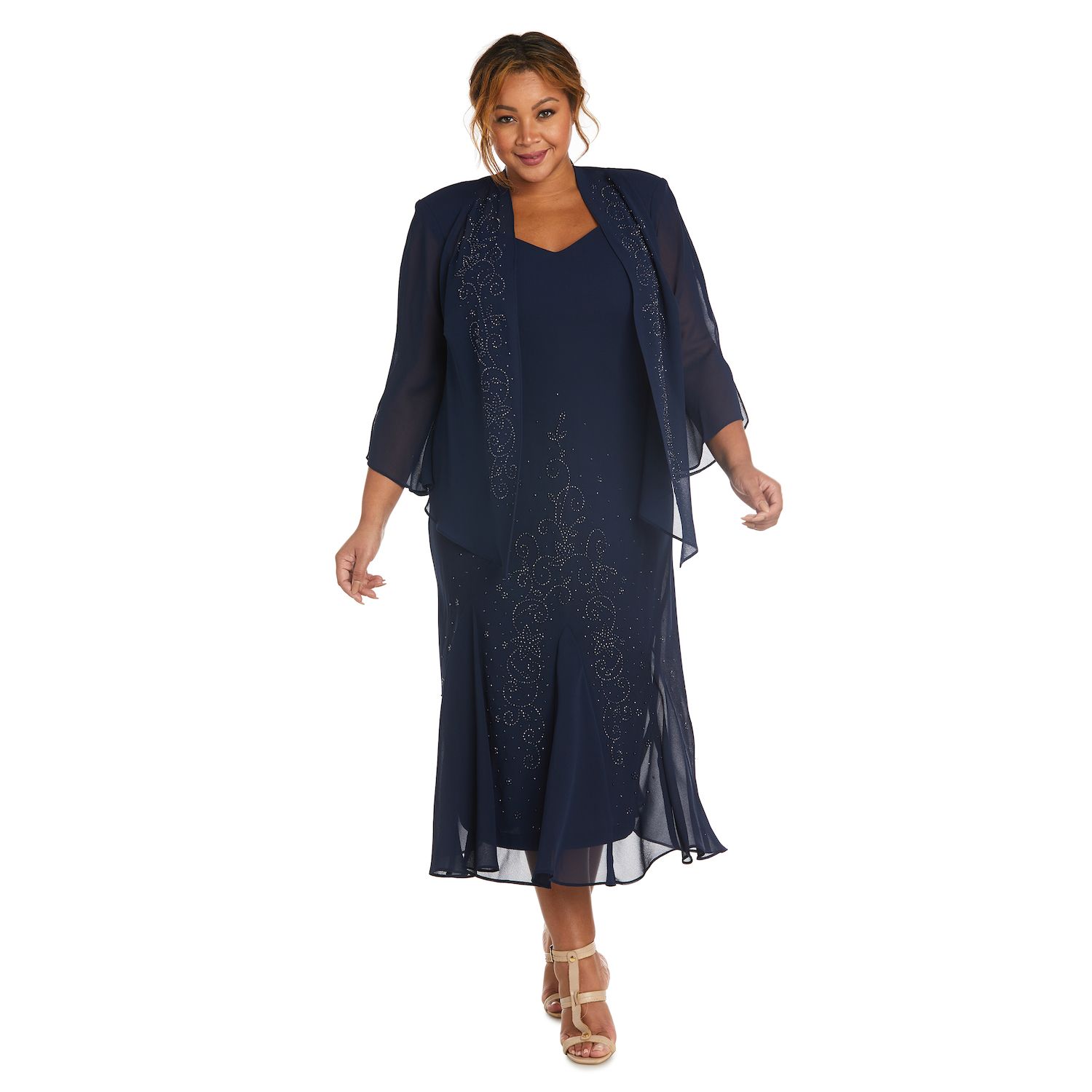 Женские платья R&M Richards Plus Size R&M Richards Godet Jacket & Dress Set