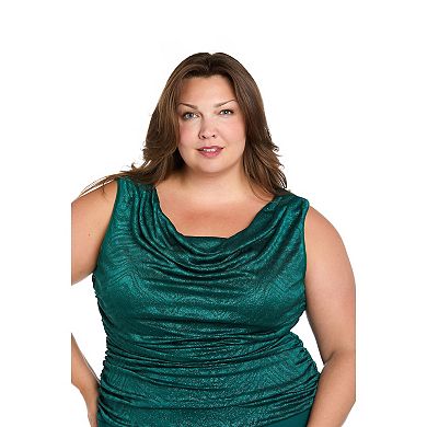 Plus Size R&M Richards Glitter Jacquard Knit Long Dress