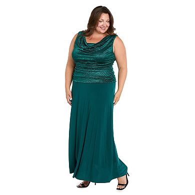 Plus Size R&M Richards Glitter Jacquard Knit Long Dress