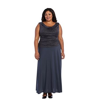 Plus Size R&M Richards Glitter Jacquard Knit Long Dress
