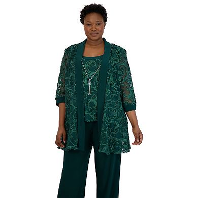 Plus Size R&M Richards Embroidered Jacket & Pant Set