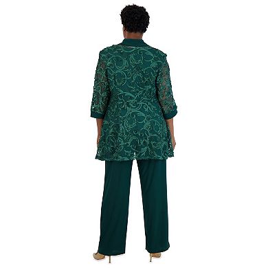 Plus Size R&M Richards Embroidered Jacket & Pant Set