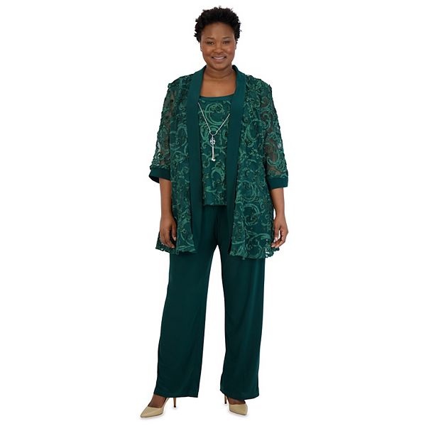 Plus Size R&M Richards Embroidered Jacket & Pant Set