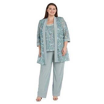 Plus Size R&M Richards Embroidered Jacket & Pant Set