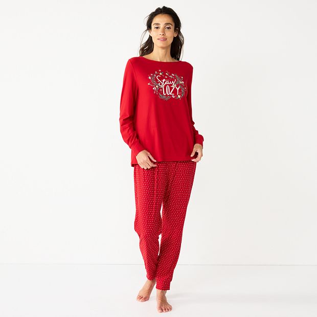 Women's Croft & Barrow® Long Sleeve Pajama Top & Pajama Pants